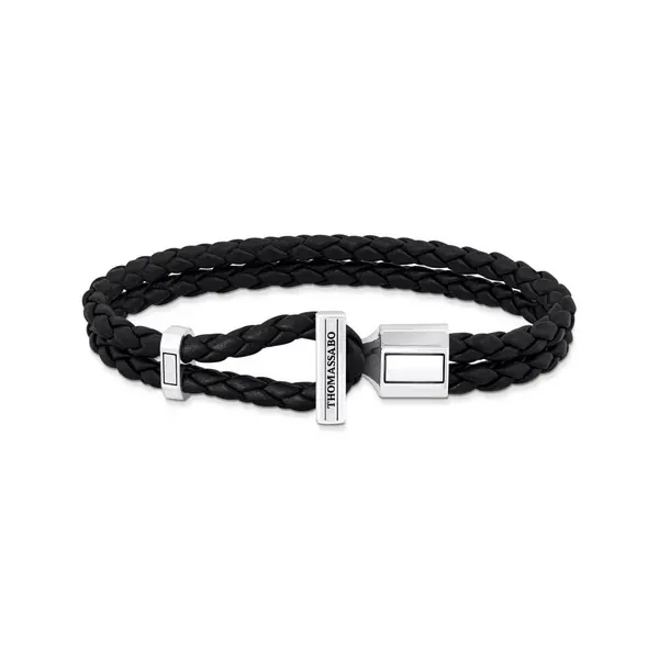 Image of Thomas Sabo Sterling Silver Sterling Silver Double Braided Black Leath