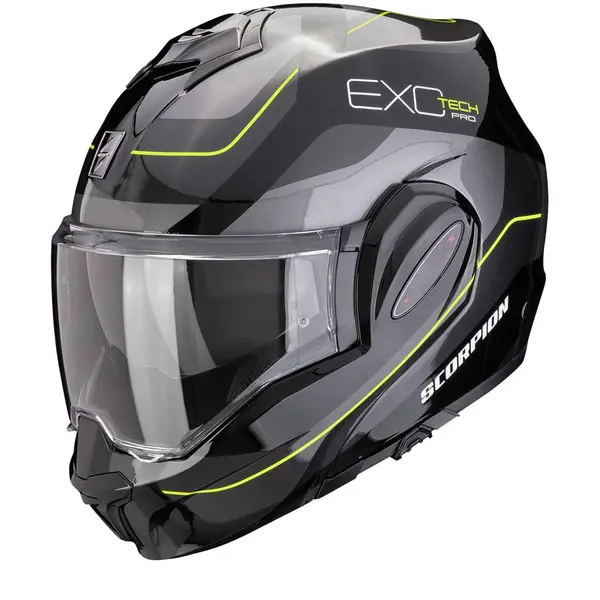 Image of Scorpion Exo-Tech Evo Pro Commuta Black-Silver-Yellow Modular Helmet Size L