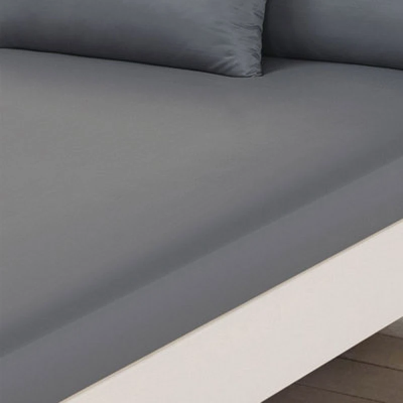 Image of OHS OHS Plain Dyed Non-Iron Fitted Bed Sheet in Mid Grey Size: Single Fitted Mid Grey Single Fitted Unisex 5027434099641