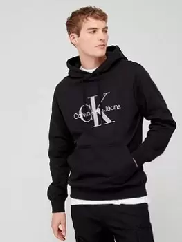 Image of Calvin Klein Jeans Seasonal Monologo Regular Hoodie - Black, Size 2XL, Men