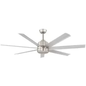 image of Azar Ceiling Fan Brushed Aluminium, Satin Nickel 5 Speed, Timer, Reversible, Remote Included - Eglo