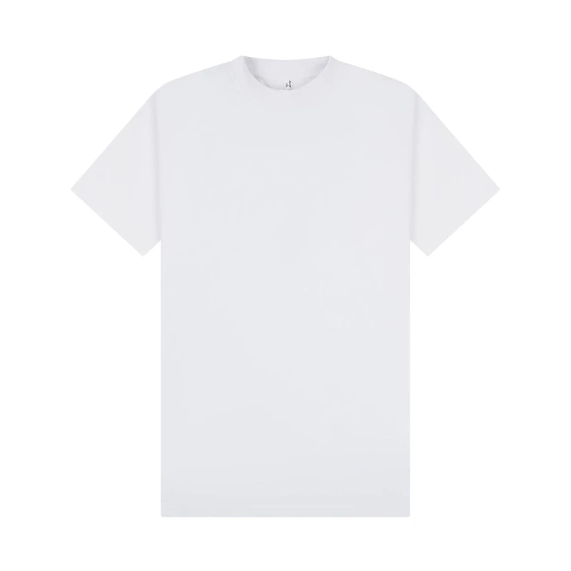 Image of Casual Classics Mens Combed Ringspun Cotton Extended Neckline Oversized T-Shirt in White Size: XS White Male XS