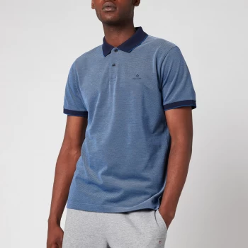 image of GANT Mens Oxford Pique Polo Shirt - Persian Blue - M