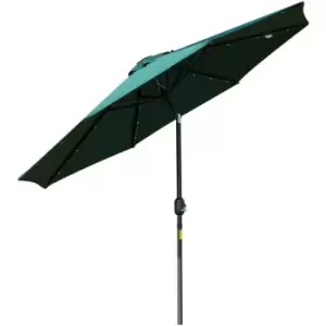 2.7m Patio Garden Umbrella Outdoor Parasol with Hand Crank w/ 24 LEDs Lights (Green) - Outsunny