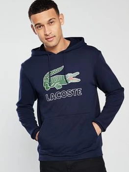 Lacoste Sportswear Big Croc Logo Hoodie - Navy, Marine, Size 7, Men