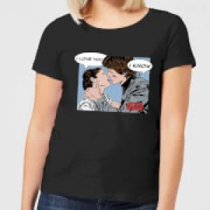 Image of Star Wars Leia Han Solo Love Womens T-Shirt - Black