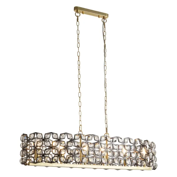 Image of Searchlight Iris 6 Light Bar Ceiling Pendant Light - Satin Brass