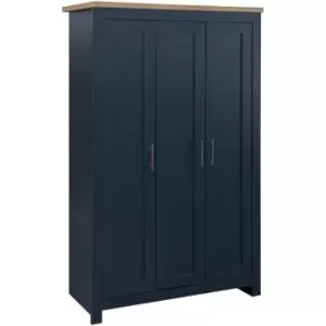 Birlea - Highgate 3 Door Wardrobe - Navy Blue & Oak - Farmhouse Style