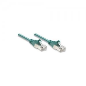 image of Intellinet Network Patch Cable Cat5e 15m Green CCA SF/UTP PVC RJ45 Gold Plated Contacts Snagless Booted Polybag