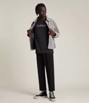 Image of AllSaints Mens Starsaint Crew T-Shirt, Jet Black, Size: M