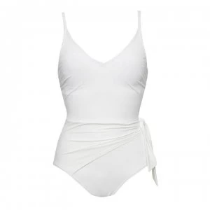 image of Figleaves Wrap Tie Waist Swimsuit - WHITE