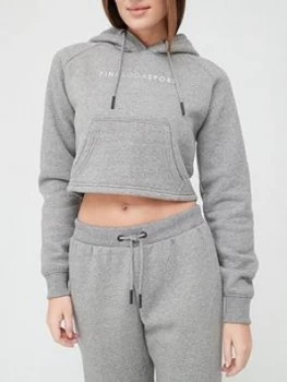 image of Pink Soda Ruby Crop Hoodie - Grey/Silver