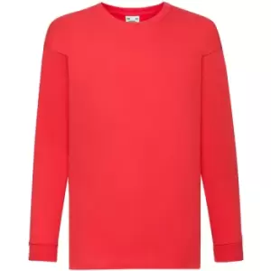 Image of Fruit Of The Loom Childrens/Kids Long Sleeve T-Shirt (12-13) (Red)