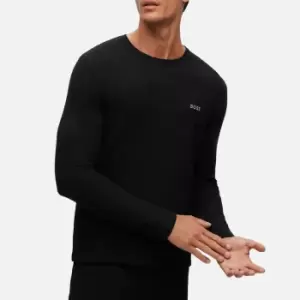 Image of BOSS Bodywear Mens Waffle Long Sleeved T-Shirt - Black - L
