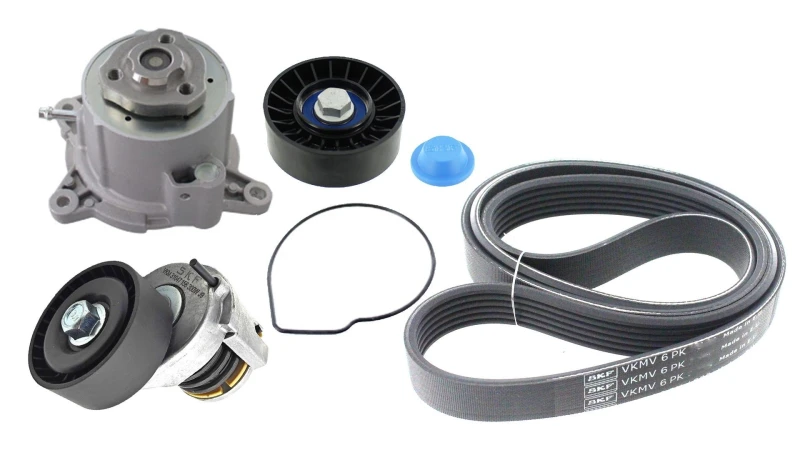 Image of SKF Water Pump + V-Ribbed Belt Kit SKF VKMC 31154