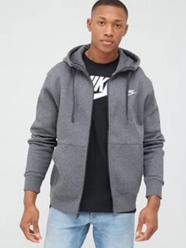 Image of Nike Sportswear Club Full Zip Hoodie - Charcoal Heather
