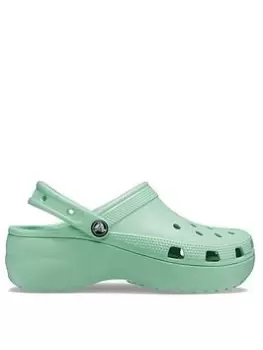 image of Crocs Classic Platform Clogs - Green, Size 4, Women