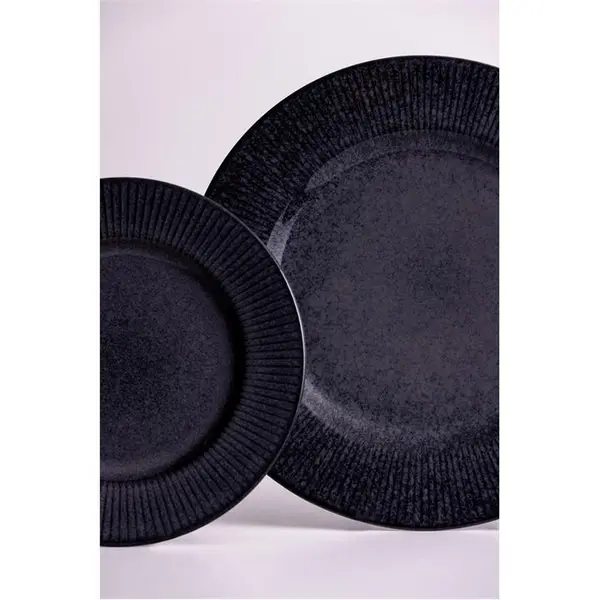 image of Mason Cash Reactive Linear Black Dinner Plate x4 Plates 27cm Black 80368603001