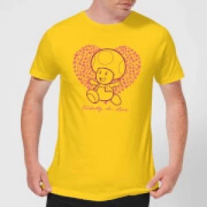 Image of Super Mario Toadally In Love Mens T-Shirt - Yellow - L - Yellow