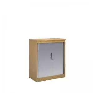 image of Systems horizontal tambour door cupboard 1200mm high - oak