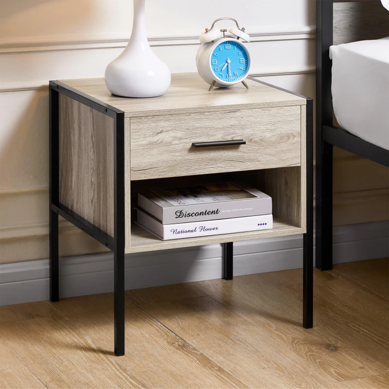 Image of Lassic Vida Designs Brooklyn 1 Drawer Bedside Cabinet Grey unisex 1 Drawer