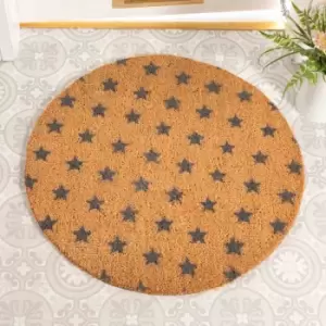 image of Artsy Doormats Grey Stars Circle Doormat