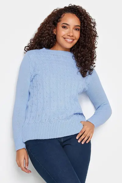 image of M&Co Cable Knit Jumper Baby Blue