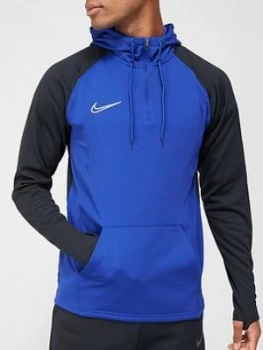 image of Nike Mens Gpx Academy 1/4 Zip Hoody, Blue/Black, Size L, Men