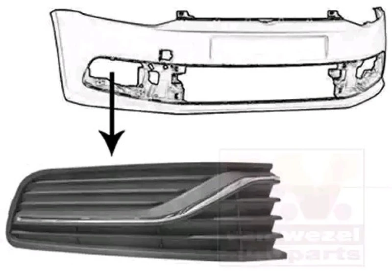 Image of VAN WEZEL 5814592 Bumper Grill Fitting Position: Right Front, Vehicle Equipment: for vehicles without front fog light Ventilation Grille,bumper (244)