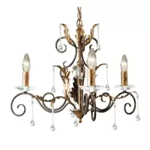 Image of 3 Bulb Handmade Chandelier Hanging LIght Cut Glass Bronze Gold LED E14 60W