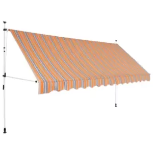 Image of VidaXL Manual Retractable Awning 400cm Yellow and Blue Stripes