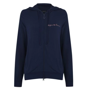 image of Emporio Armani Signature Full Zip Hoodie - Blue