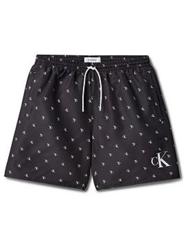 Image of Calvin Klein Jeans Kids Print Swim Shorts - Black Male 14 - 16 Years