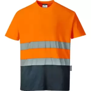 Image of Portwest Two Tone Cotton Comfort Hi Vis T Shirt Orange / Navy 3XL