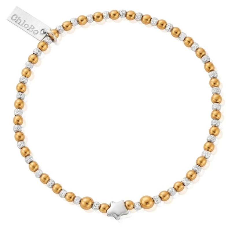 Image of ChloBo GMBSTAR Gold And Silver Inset Star Bracelet Jewellery