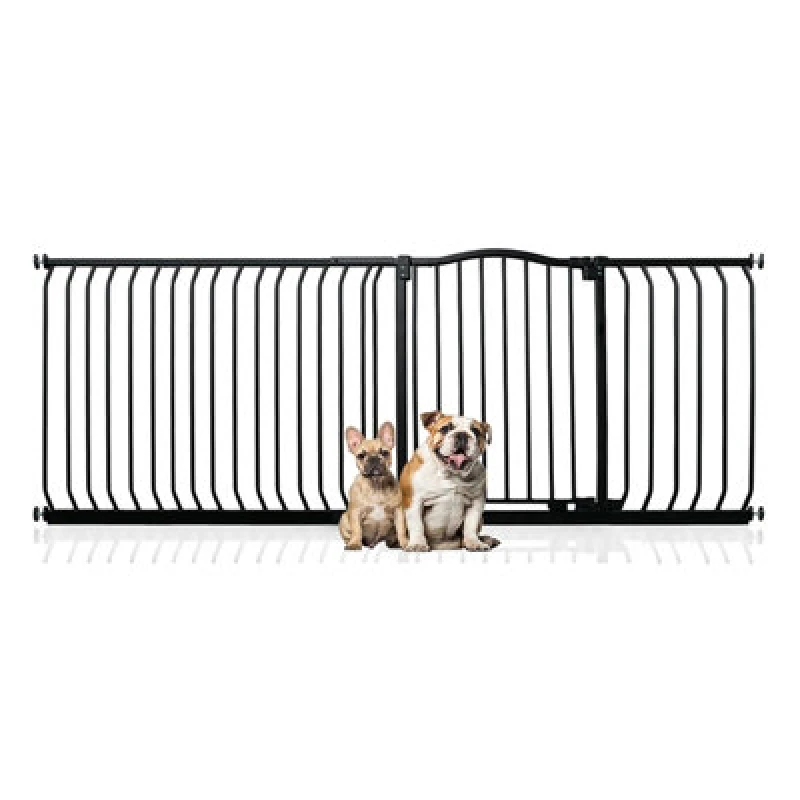 Image of Bettacare Curved Top Dog Gate, 198Cm - 207Cm, Matt Black, Pressure Fit Pet Gate For Dog And Puppy, Pet And Dog Barrier