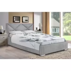 Image of Mevena Bed Small Double Plush Velvet Silver