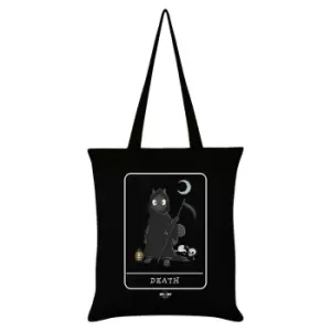 Image of Spooky Cat Death Tarot Tote Bag (One Size) (Black/White)