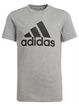 image of adidas Boys Big Logo T-Shirt - Grey/Black, Grey/Black, Size 3-4 Years