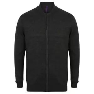 Image of Henbury Unisex Knitted Bomber Jacket (L) (Grey Marl)