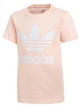 Image of Boys, adidas Originals Childrens Trefoil T-Shirt - Pink, Coral, Size 11-12 Years