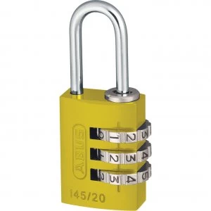 image of Abus 145 Series Aluminium Combination Padlock 20mm Yellow Standard