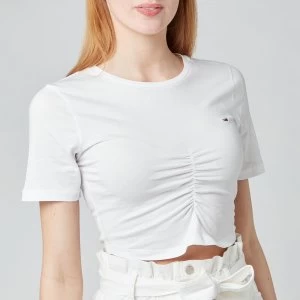 Image of Tommy Jeans Womens TJW Crop Ruche Top - White - XS