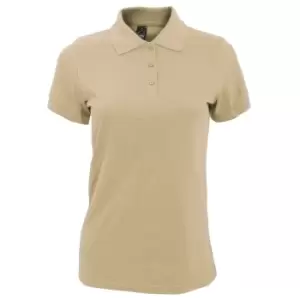 image of SOLs Womens/Ladies Prime Pique Polo Shirt (L) (Sand)