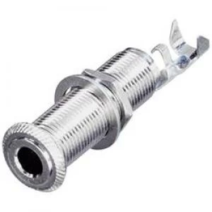 image of 6.35mm audio jack Socket horizontal mount Number of pins 3 Stereo Silver Rean AV NYS2203