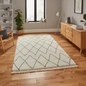 Image of Boho 8280 Shaggy Rug, Cream/Grey 120 x 170 Cm - Think Rugs