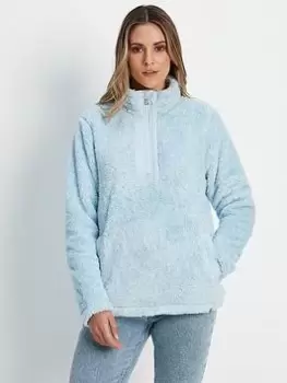 Image of TOG24 Norrell 1/4 zip Teddy Fleece Top, Blue, Size 10, Women