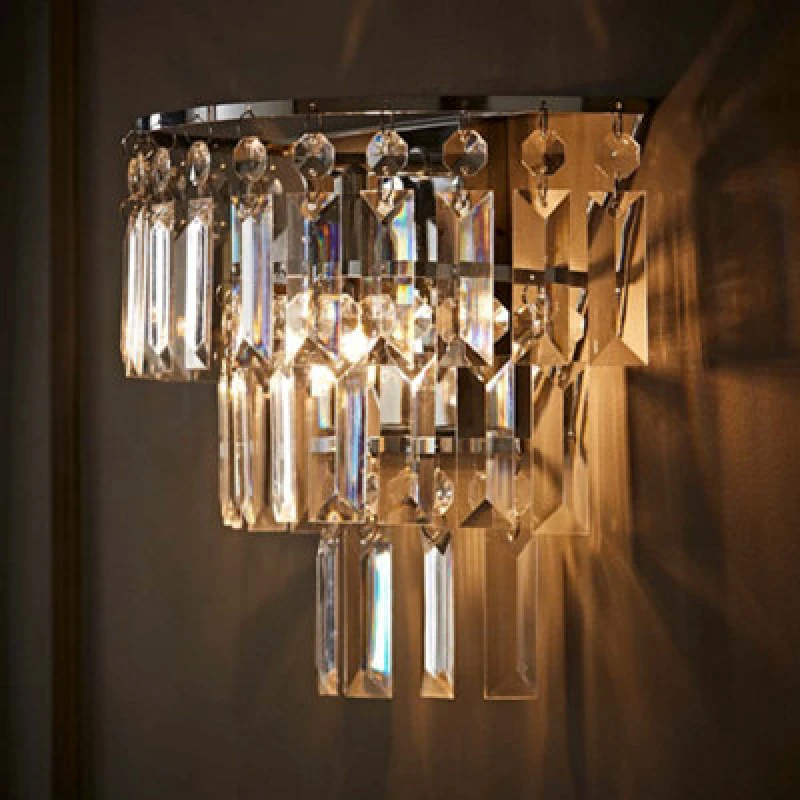 Image of ValueLights Kelsks Acrylic Jewel Droplets Shade Chrome Stem Wall Light Silver