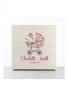 Image of Personalised Pram Baby Girl Memory Box