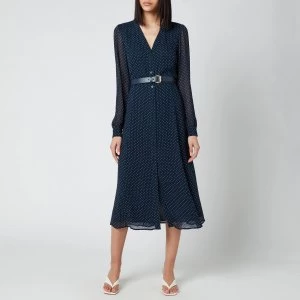 Image of Michael Kors Womens Perfection Dot Kate Dress - Midnight Blue/White - XS